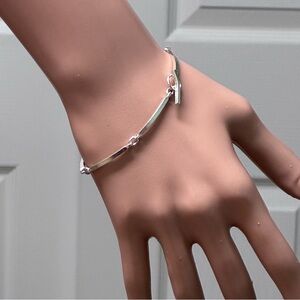 Vintage 925 Sterling Toggle Bar Link Bracelet, Denmark, Signed